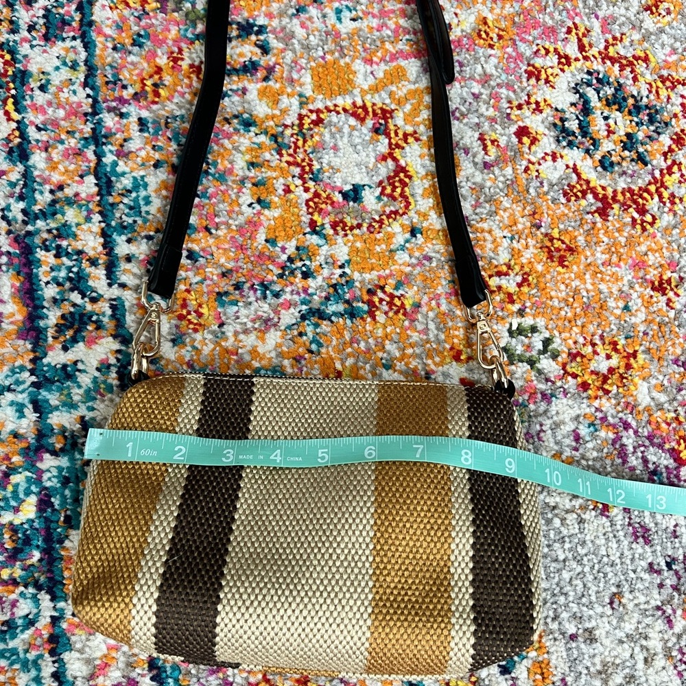 Tory Burch Woven Stripe Crossbody Bag in Tan & Brown - Picture 8 of 11